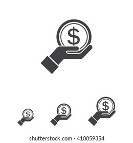 Dollar sign on palm 