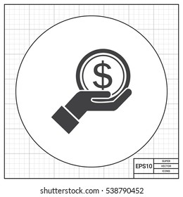 Dollar sign on palm 