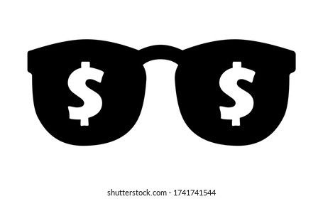 Dollar Sign On Summer Glasses. Vector Illustration.