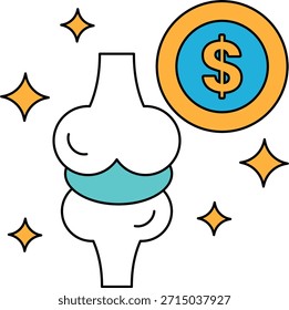 Un signo de dólar está encima de un hueso. El hueso es Grande y tiene muchos detalles