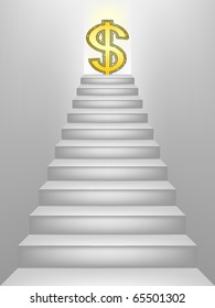 Dollar sign on top of the stairs