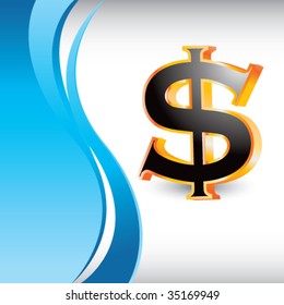 dollar sign on vertical blue wave background