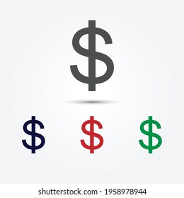 Dollar sign on white background, Colorful Dollar Sign , Currency Symbol on white backgroud