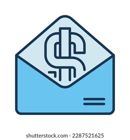 Dollar sign in Opened Envelope vector Money concept colored icon or logo element 