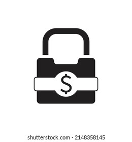 Dollar sign with a padlock icon design isolated on white background