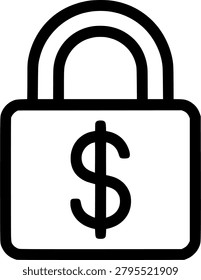 Dollar sign with padlock symbol on clean white background for security themes.