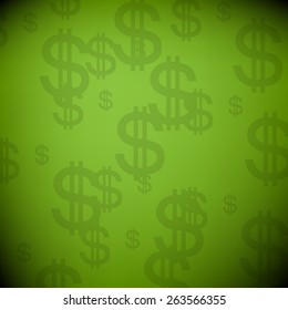 Dollar sign pattern on green background with black corners