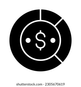 Dollar sign with pie chart denoting concept icon of financial chart, business chart vector