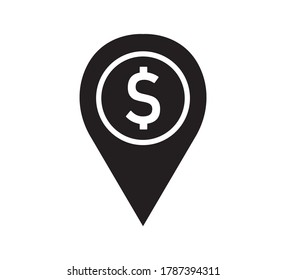 Dollar Sign in Placement Icon, Flat Vector Design