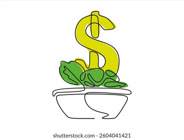 dollar sign in a pot	
