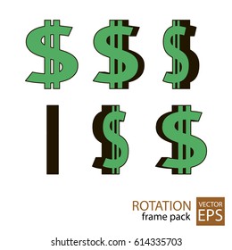 Dollar sign rotating icon set of frames for animation