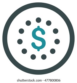 Dollar Sign rounded icon. Vector illustration style is flat iconic bicolor symbol, soft blue colors, white background.