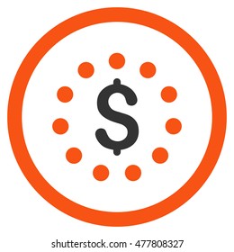 Dollar Sign rounded icon. Vector illustration style is flat iconic bicolor symbol, orange and gray colors, white background.