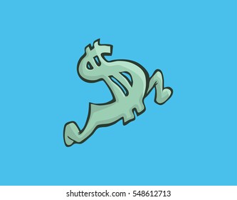 Dollar sign running in a blue background.