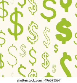 Dollar sign seamless pattern. Business, career or pesonal grow repeatable vector pettern.