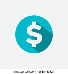 Dollar Sign with shadow isolated on white background. Flat Vector Icon Design Template Element