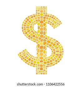 Dollar sign shape from color bricks tiles icon. Cartoon illustration of dollar sign shape from color bricks tiles vector icon for web