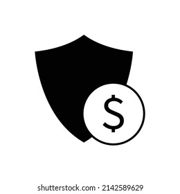 Dollar sign and shield icon design isolated on white background
