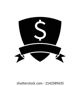 Dollar sign and shield icon design isolated on white background