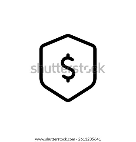 Dollar sign in shield icon. financial security, investment protection, money management, and wealth preservation