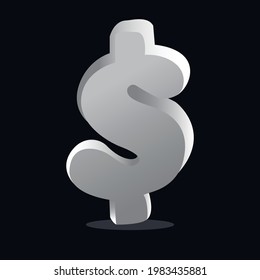 Dollar sign silver color vector illustration