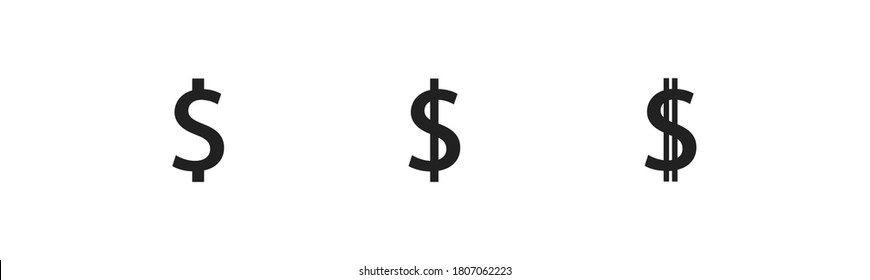 Dollar sign, simple icon set. Money isolated illustration. Cash cymbol concept in vector flat style.