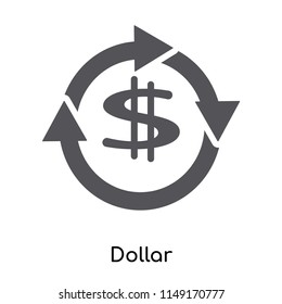 Dollar sign with spinning arrows icon vector isolated on white background for your web and mobile app design, Dollar sign with spinning arrows logo concept