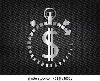 Dollar sign in a stopwatch or clock. Icon currency. Vector stock logo