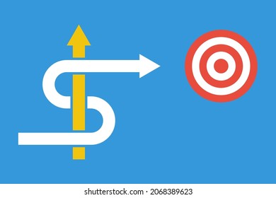 Dollar Sign Styled Two Arrows And Target Circle, Financial Goal Vector Infographic