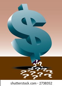 A dollar sign sucking up question marks