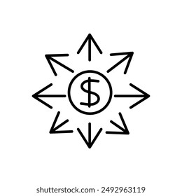 Dollar Sign Surrounded by Arrows