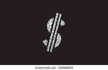 Símbolo de signo de dólar vector de icono usando el estilo de charla en el guión de la placa negra. Símbolo de dinero en forma de grifo. Icono del dólar frío.