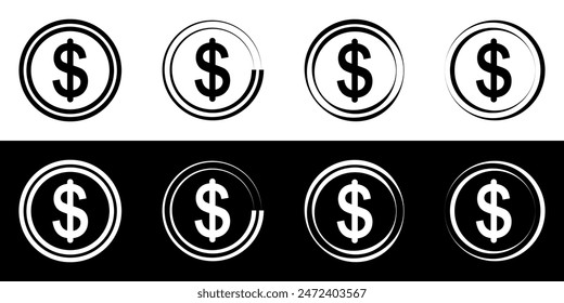 Dollar sign symbol, USD currency.