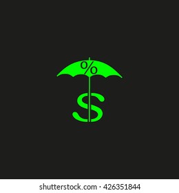 dollar sign, umbrella icon