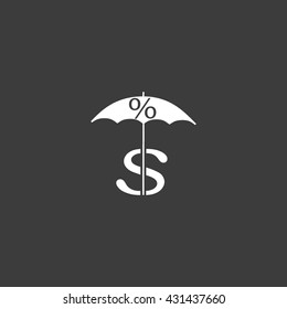 dollar sign, umbrella icon