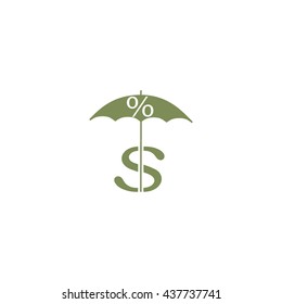 dollar sign, umbrella icon