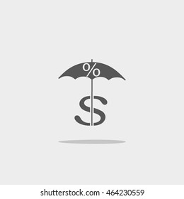 dollar sign, umbrella icon