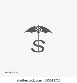 dollar sign, umbrella icon