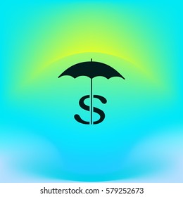 dollar sign, umbrella icon