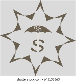 dollar sign, umbrella icon