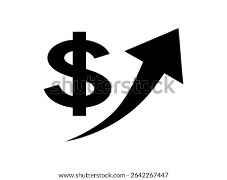 Dollar Sign with Upward Arrow: Representing Financial Growth, impactful graphic depicts a dollar sign ($) connected to an upward-pointing arrow, money, financial growth, investment, profit, increase, 
