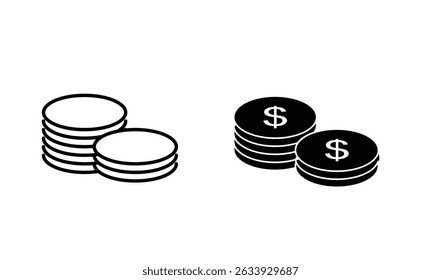Dollar sign. Us dollar coin icon vector.