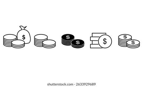 Dollar sign. Us dollar coin icon vector.