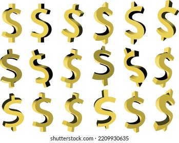 the dollar sign. US currency. the dollar symbol. the equivalent of the USA. vector image. Vector dollar symbol in perspective