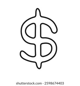 Dollar sign vector, dollar sign clip art, dollar currency line art symbol, US dollar money currency sign, isolated on white background