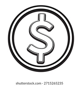 Vector de signo de dólar. Iniciar sesión de moneda de dólar color de relleno y línea de arte.
