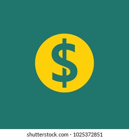 dollar sign vector icon gold with green background