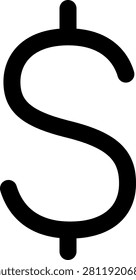 A dollar sign vector icon illustrating wealth, United States currency, financial investments, and monetary value.