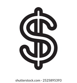 Icono de Vector de signo de dólar sobre fondo blanco.