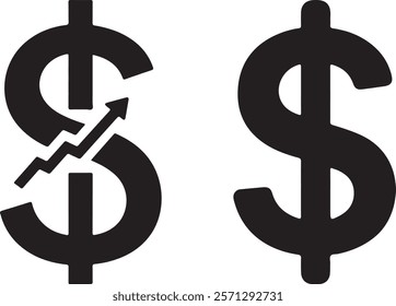 Dollar Sign vector icons on white background.